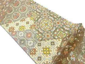 切り嵌め風蜀江文に華文模様織出し袋帯